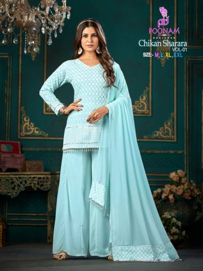 Chikan Sharara Vol 1 By Poonam Designer Eid Special Readymade Sharara Suit Collection